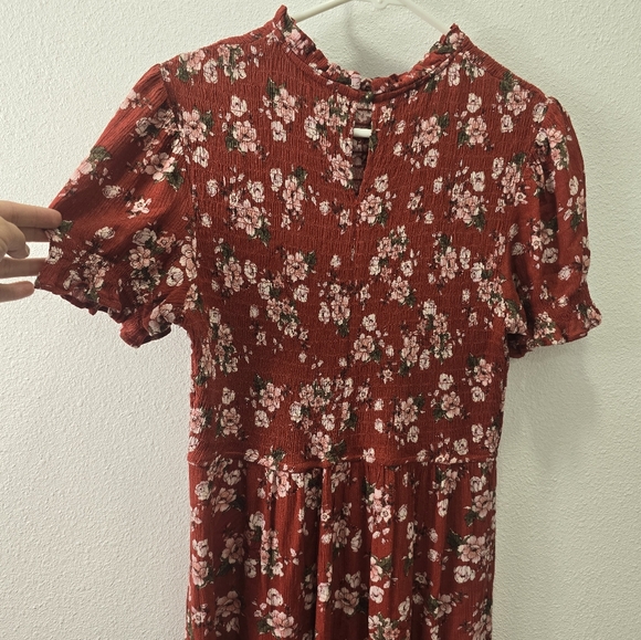 Floral Puff-Sleeve Midi Dress Womens L size - Picture 7 of 10